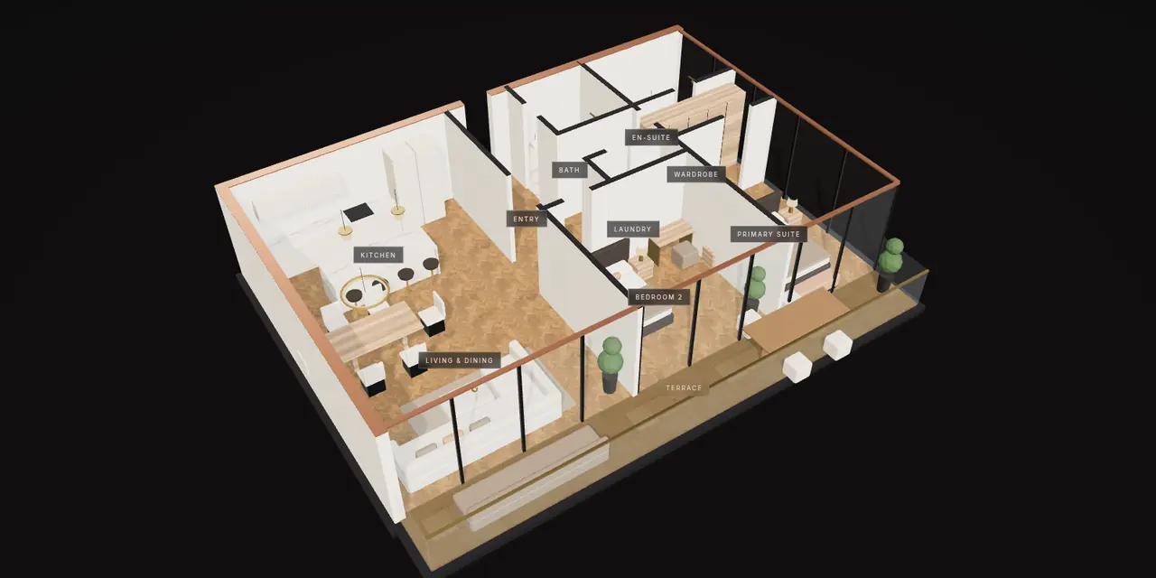 Dollhouse view of a residence (concept model)
